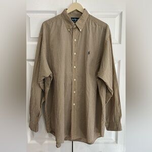 Ralph Lauren Blake Long Sleeve Button Up Shirt Mens Size XL Yellow Plaid Cotton